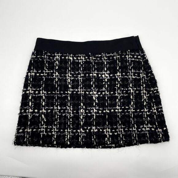 MILLY OF NEW YORK Wool Blend Tweed Black & White Mini Skirt // 2 - Picture 1 of 8